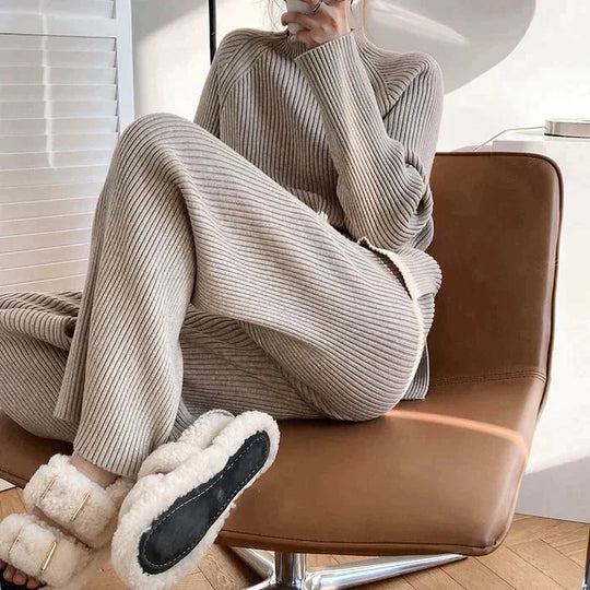 EB | Strick Damen Pullover Satz mit Weitem Hosen