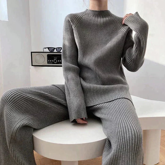 EB | Strick Damen Pullover Satz mit Weitem Hosen