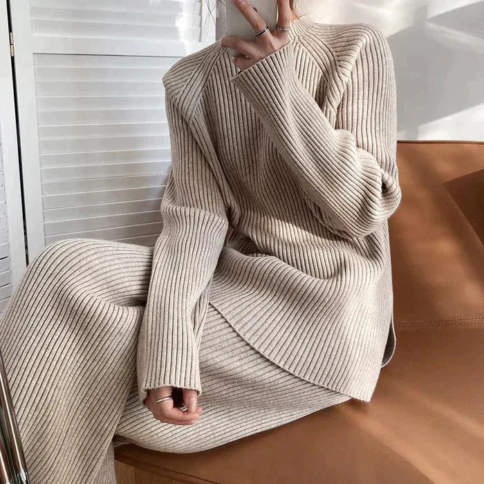 EB | Strick Damen Pullover Satz mit Weitem Hosen