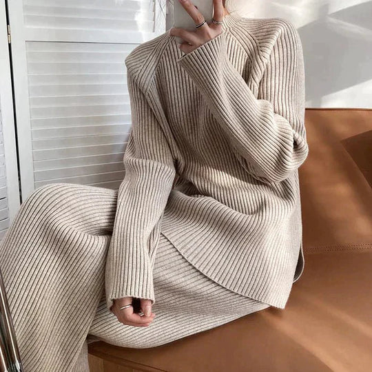 EB | Strick Damen Pullover Satz mit Weitem Hosen