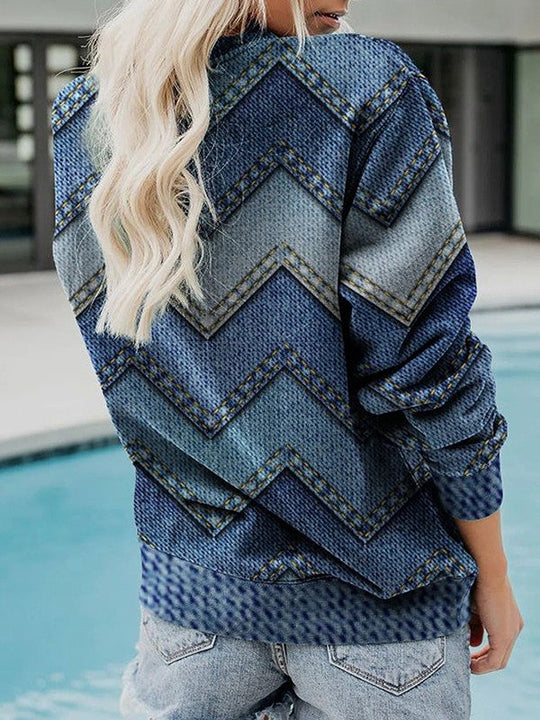 EB | Adelisse Moderner Geometrischer Pullover mit Rundhalsausschnitt