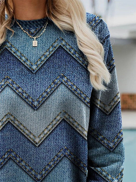 EB | Adelisse Moderner Geometrischer Pullover mit Rundhalsausschnitt