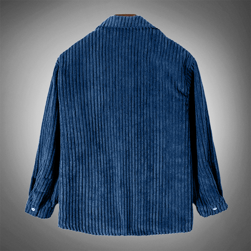 EB - Stilvolles Dunkelblaues Lässiges Corduroy Herbst Overshirt für Männer