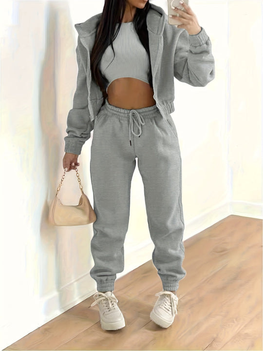 EB | Kapuzenjacke & Tanktop & Jogginghose Drei Teilige Satz Outfits