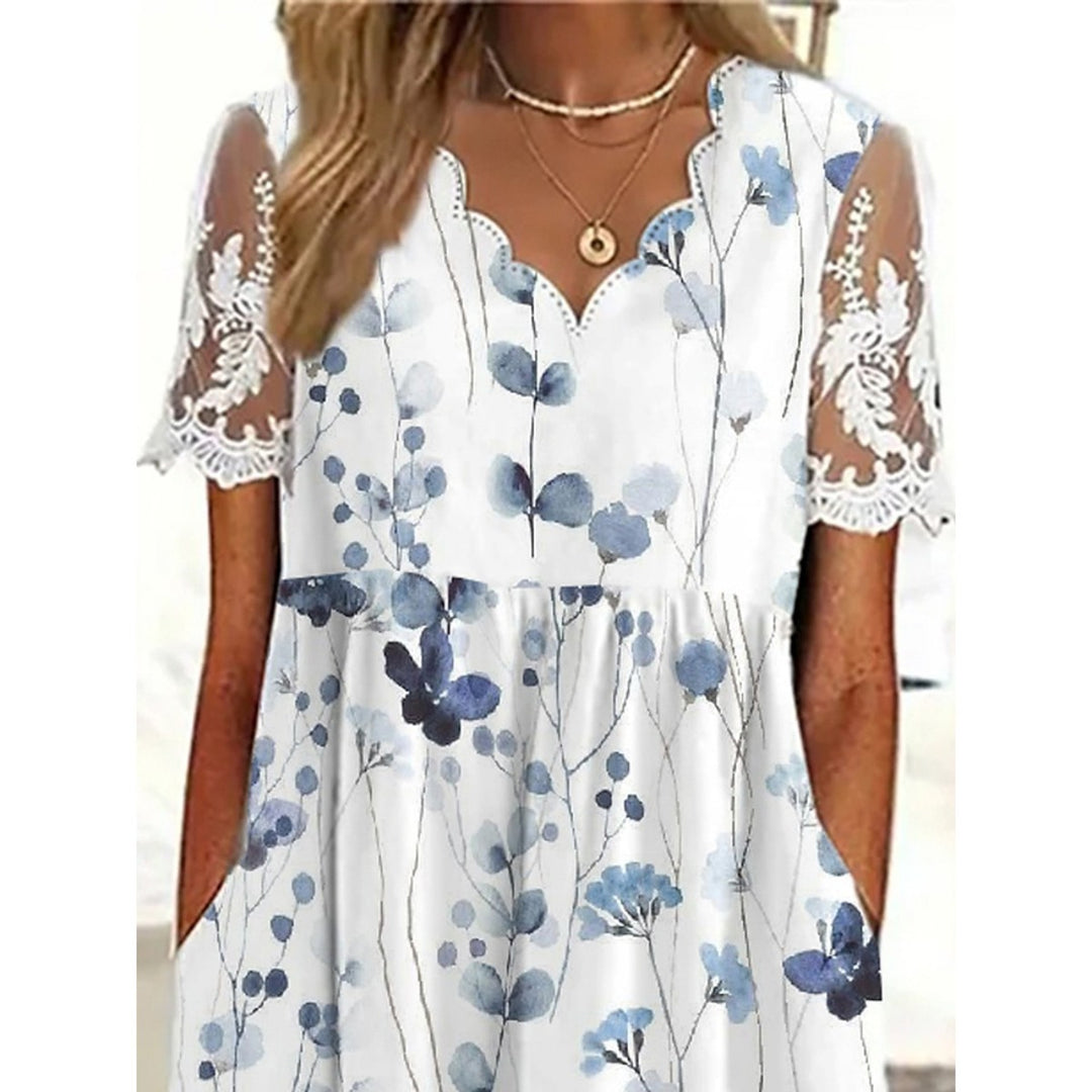 EB | Pendelkleid mit Blumendruck und V-Ausschnitt