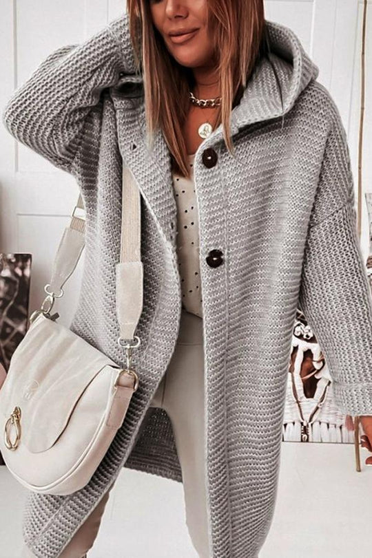EB | Strickjacke mit Kapuze Lockerer Schnitt Weich und Warm