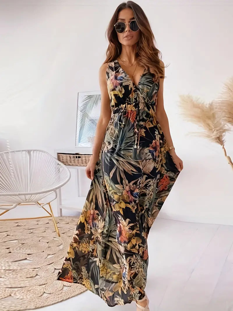 EB | Casual Boho Maxi-Kleid Mit Kordelzug
