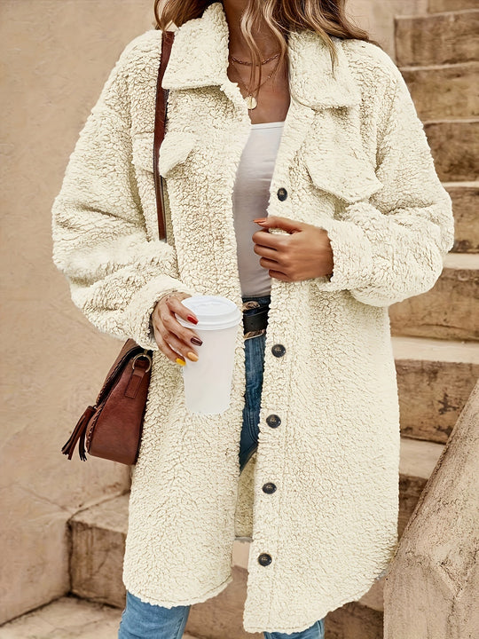 EB | Lange Jacke Im Sherpa-stil Polyester Warm und Stilvoll