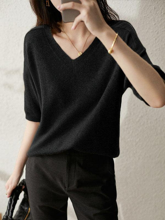 EB | weicher Cashmere-Pullover mit V-Ausschnitt für Damen