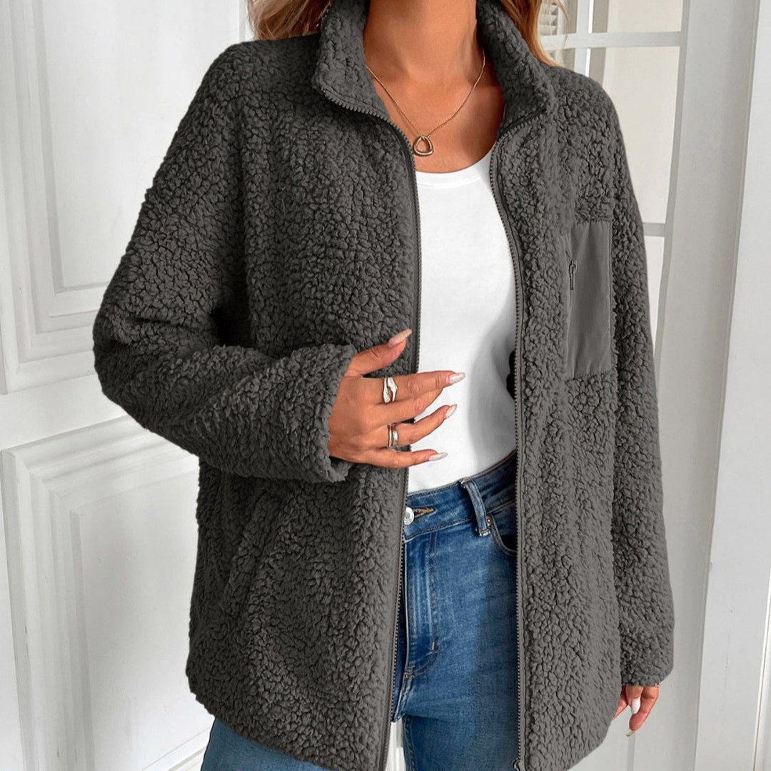 EB | Lässige Winter Zip-Up Fuzzy Jacke für Damen