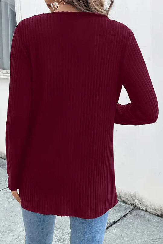 EB | Boho Strickjacke mit Blumenbesatz und Langen Ärmeln