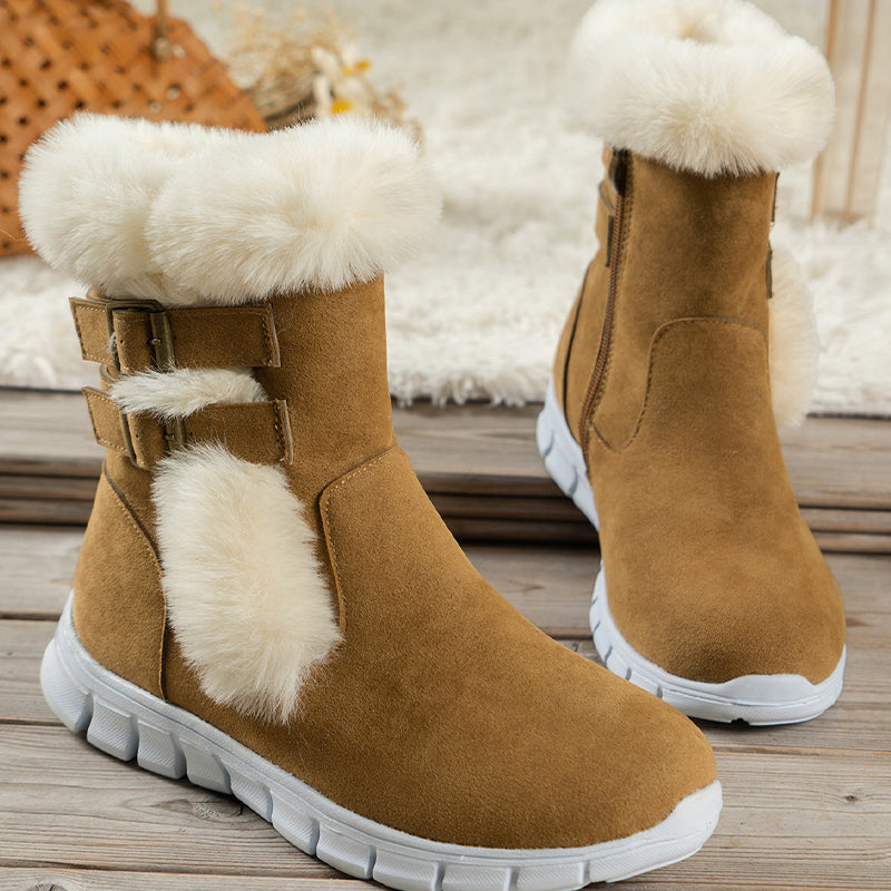 Stilvolle Winterstiefel mit Fellbesatz und Schnallen EB EB