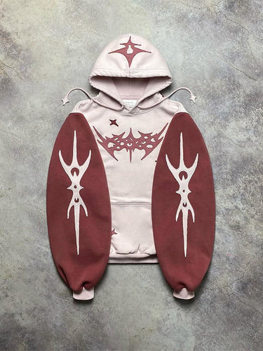 EB | Kontrastfarbe Buchstaben Oversized Hoodie mit Langen Ärmeln