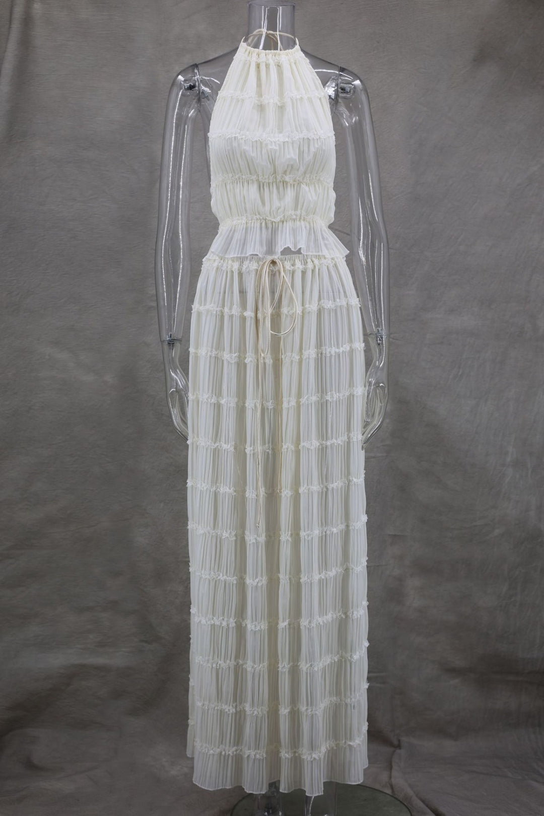 EB | Neckholder Spitzenweste langes Kleid Set