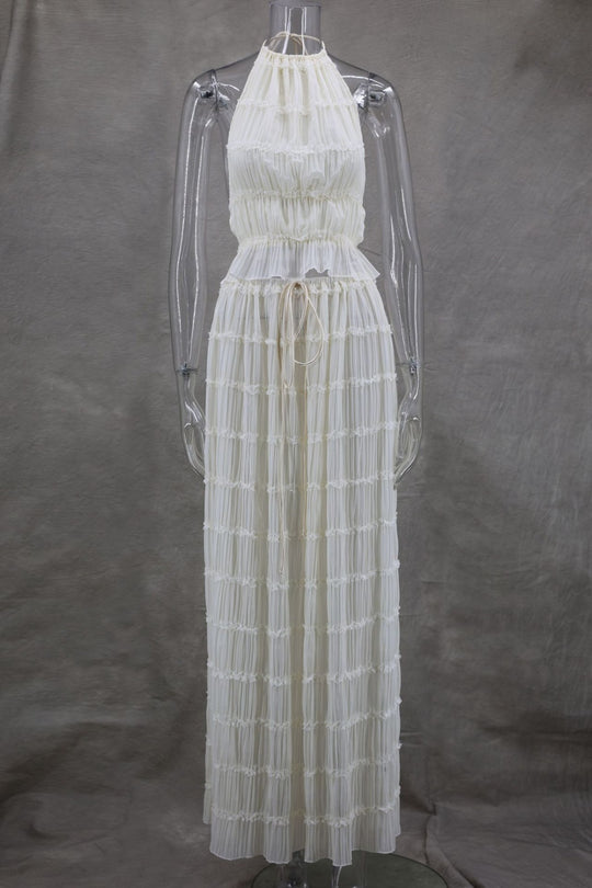 EB | Neckholder Spitzenweste langes Kleid Set