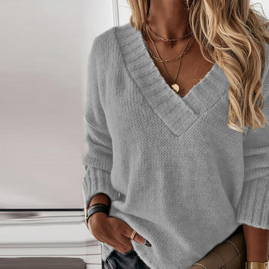 EB | Luftiger V-Ausschnitt Strickpullover