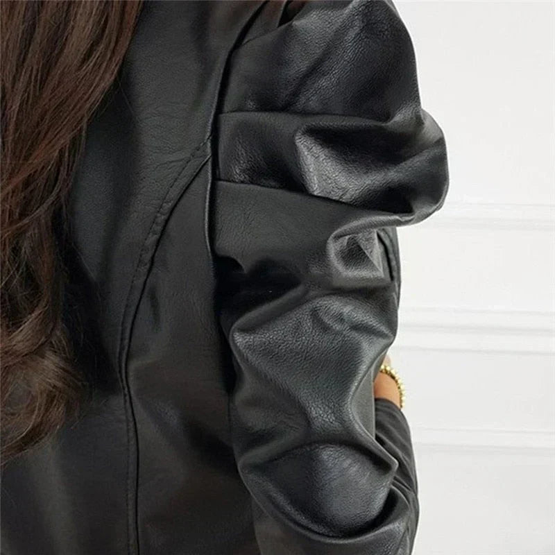 EB | Jacket | Elegante Kurze Jacke In Lederoptik für Frauen
