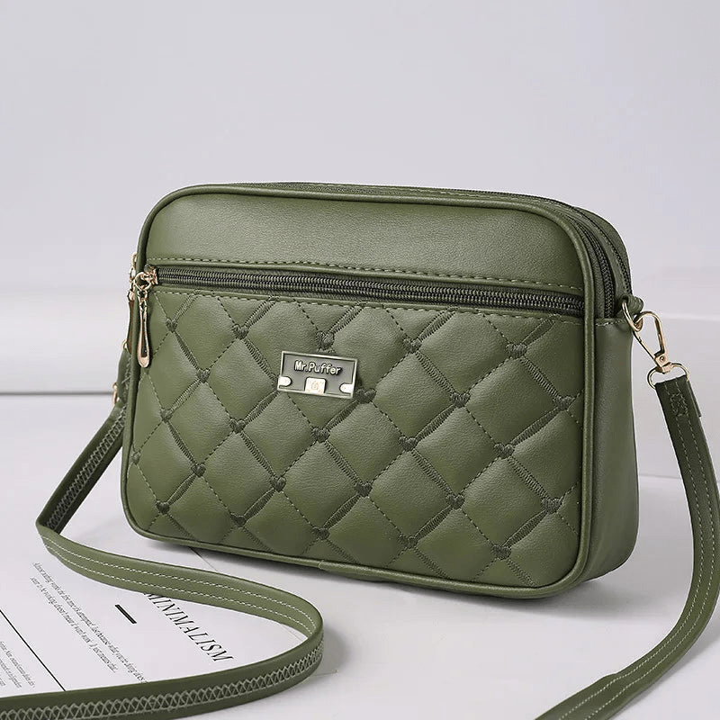 EB | Damen Schultertasche mit Diamantmuster und Reißverschluss