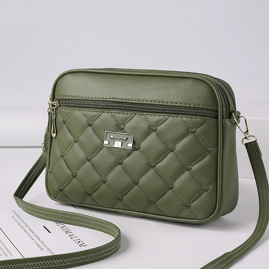 EB | Damen Schultertasche mit Diamantmuster und Reißverschluss