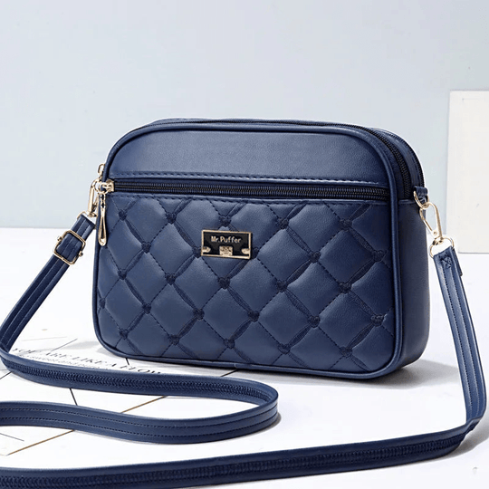 EB | Damen Schultertasche mit Diamantmuster und Reißverschluss