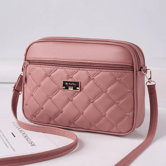 EB | Damen Schultertasche mit Diamantmuster und Reißverschluss