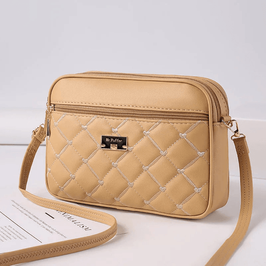 EB | Damen Schultertasche mit Diamantmuster und Reißverschluss