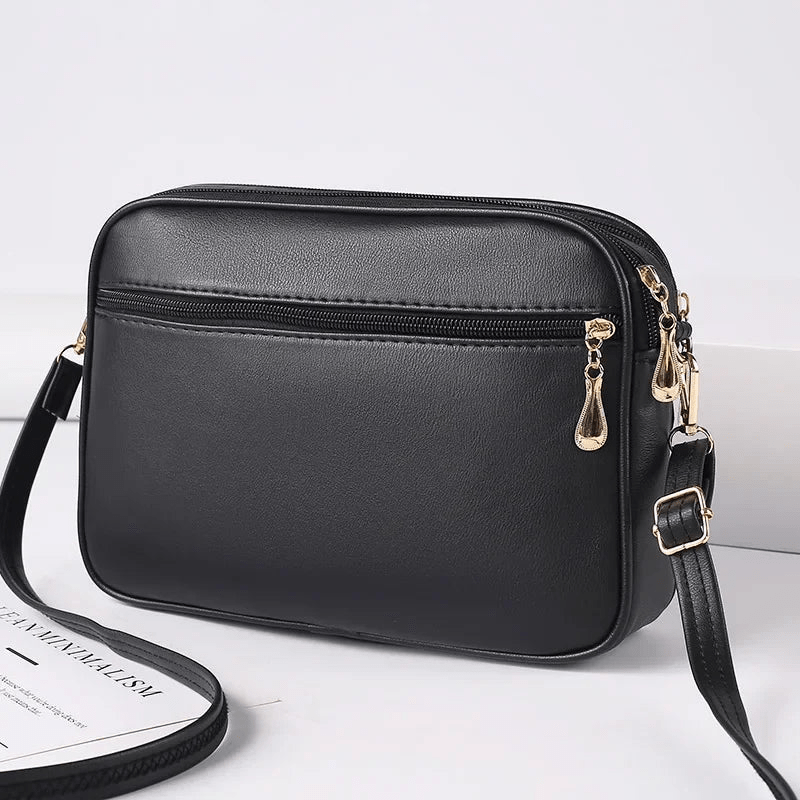 EB | Damen Schultertasche mit Diamantmuster und Reißverschluss