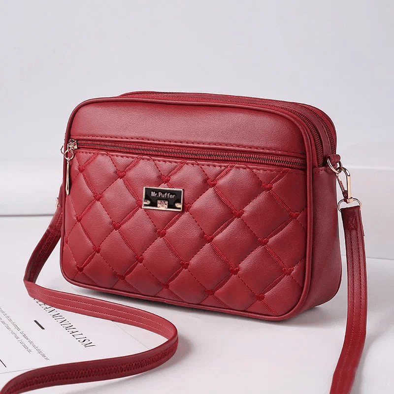 EB | Damen Schultertasche mit Diamantmuster und Reißverschluss