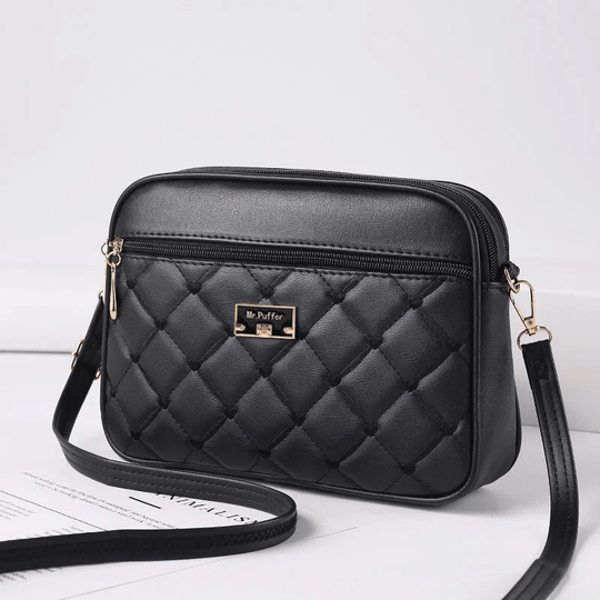EB | Damen Schultertasche mit Diamantmuster und Reißverschluss
