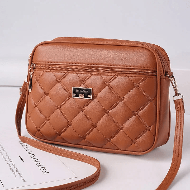 EB | Damen Schultertasche mit Diamantmuster und Reißverschluss