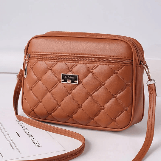 EB | Damen Schultertasche mit Diamantmuster und Reißverschluss