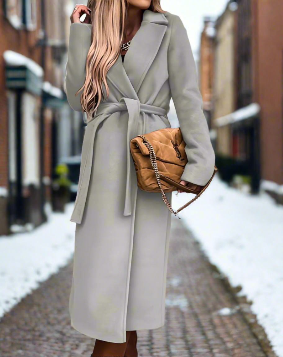 EB | Trenchcoat - Klassische Wollmischung - Bindegürtel - Elegante Taillierte Passform