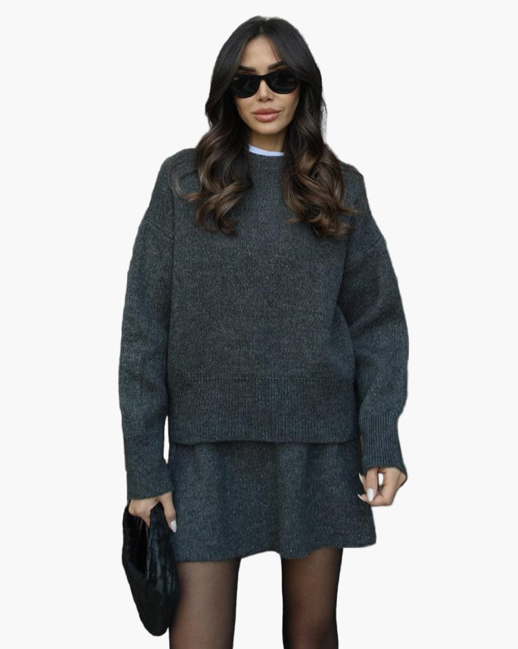 EB | Strickset mit Pullover und Minirock - Modischer Herbst Winter Look, Lässig & Elegant