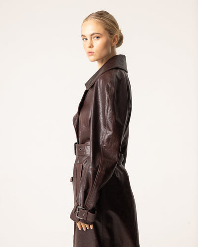 EB | Leder Trenchcoat - Damen mit Gürtel