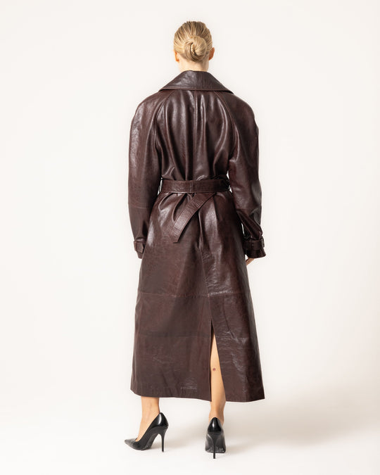 EB | Leder Trenchcoat - Damen mit Gürtel