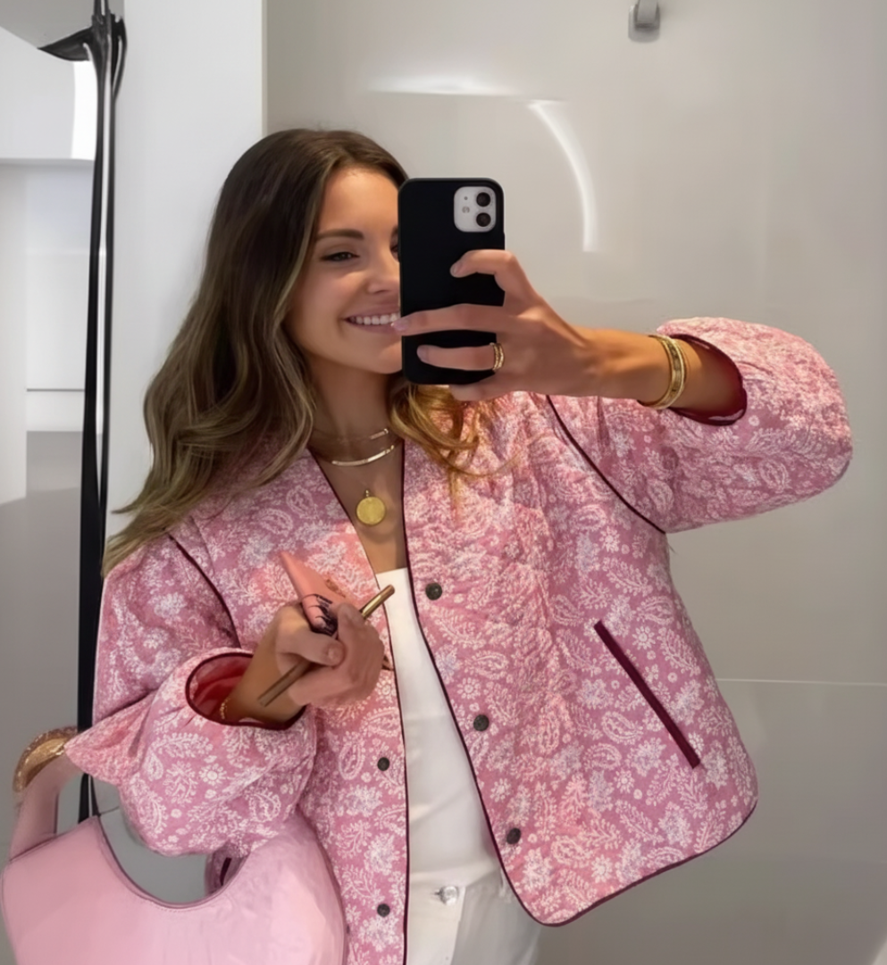 EB | Gestepptes Jacke Floral Print Knopfront Jacke
