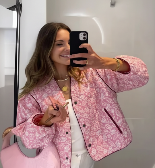 EB | Gestepptes Jacke Floral Print Knopfront Jacke