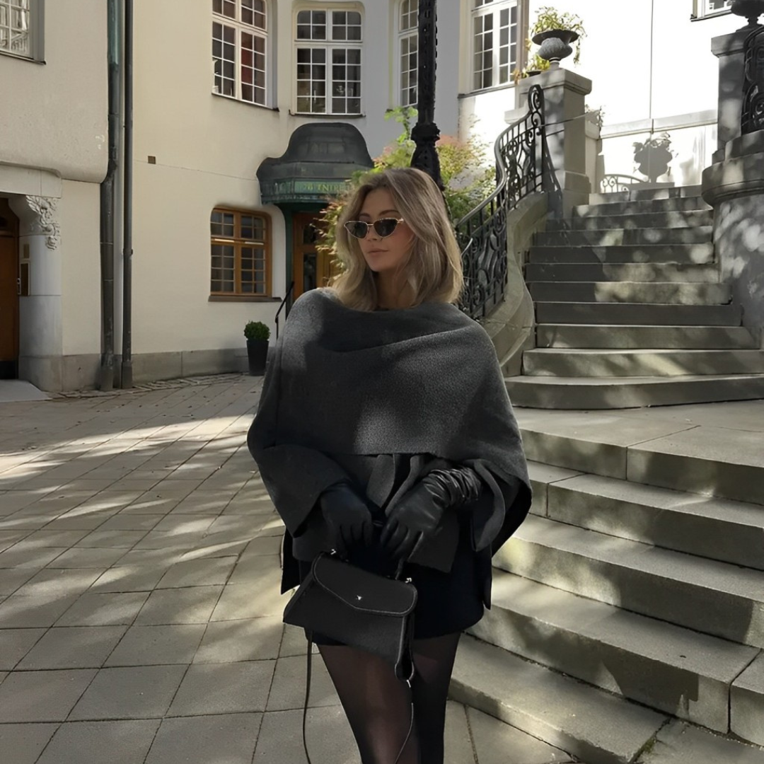 EB | Oversized Wickelmantel - Wollmischung - Elegante Passform - Lange Weite Ärmel