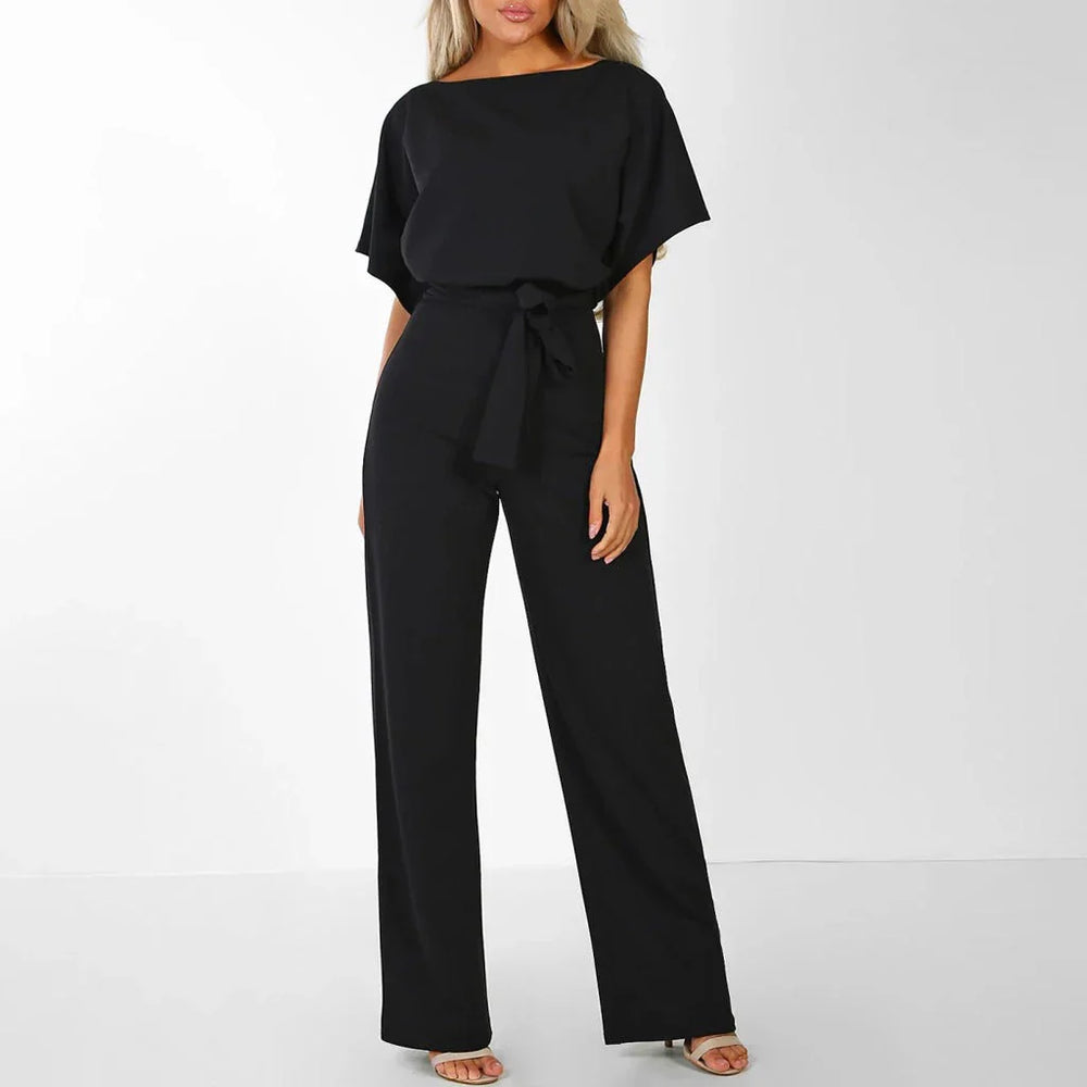 EB | Eleganter Beiger Jumpsuit mit Gürtel