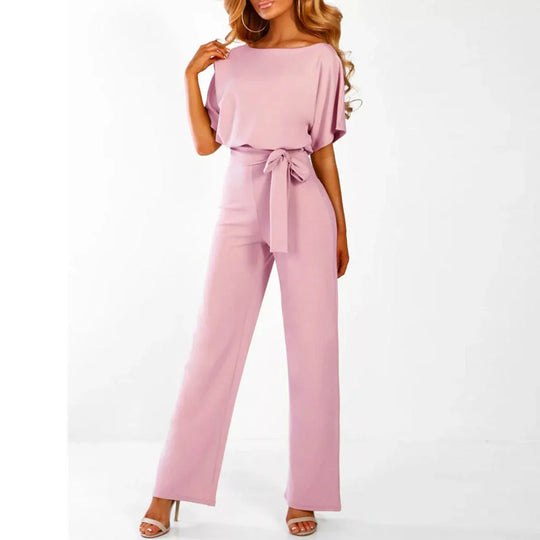 EB | Eleganter Beiger Jumpsuit mit Gürtel