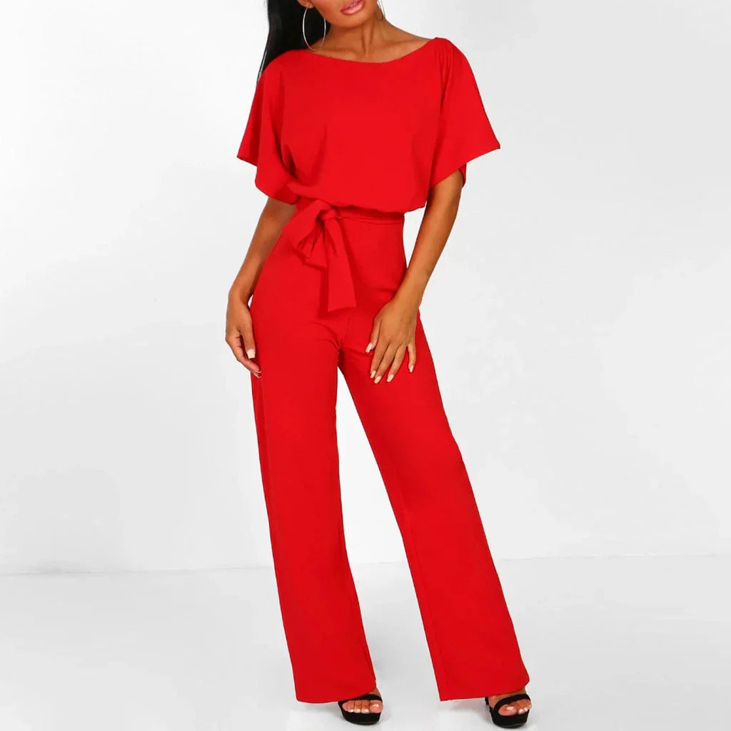 EB | Eleganter Beiger Jumpsuit mit Gürtel