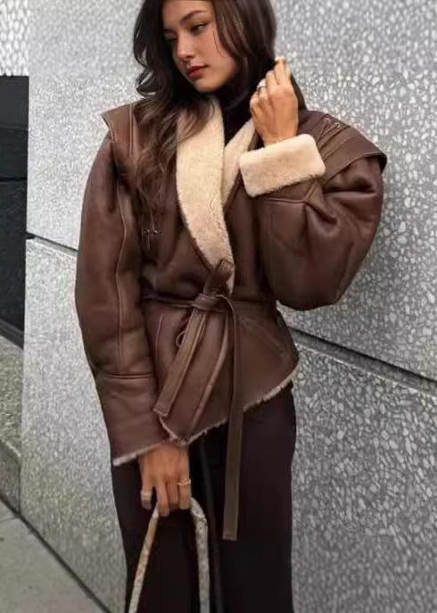 EB | Wildleder Wickeljacke mit Fellbesatz