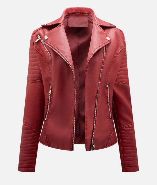 EB | Stylische Damen Bikerjacke Aus Kunstleder