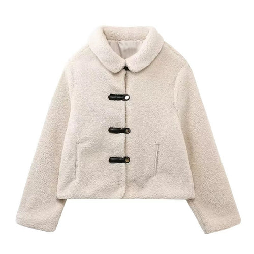 EB | Warme Teddy Damenjacke mit Knöpfen