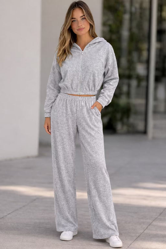 Damen sportliches Fleece-Jogginganzug mit modischem Schnitt und elastischem Bund EB