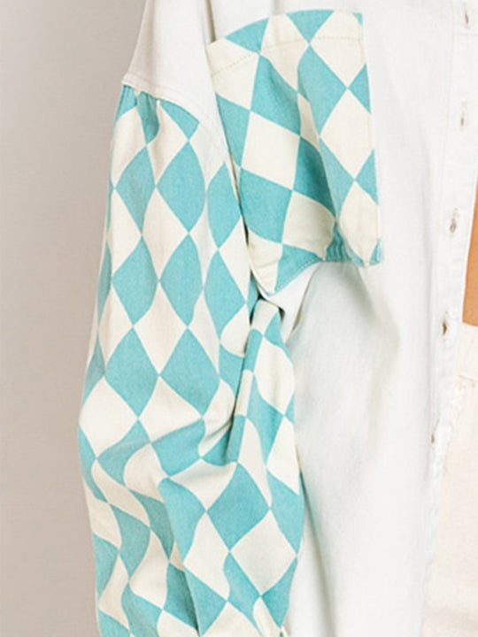 EB | Geometrische Rohsaum Denimjacke