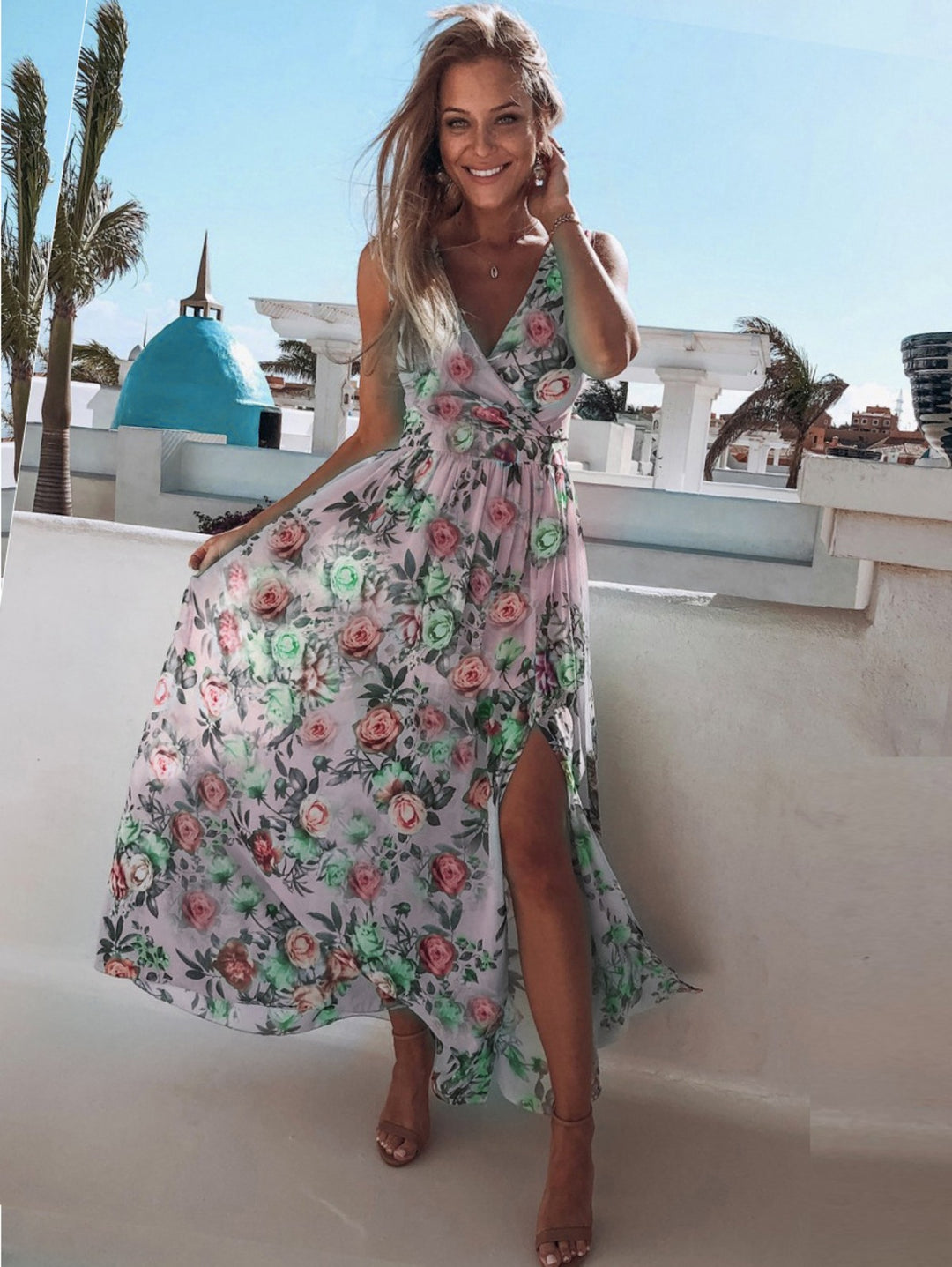EB | Bedrucktes geteiltes Chiffonkleid