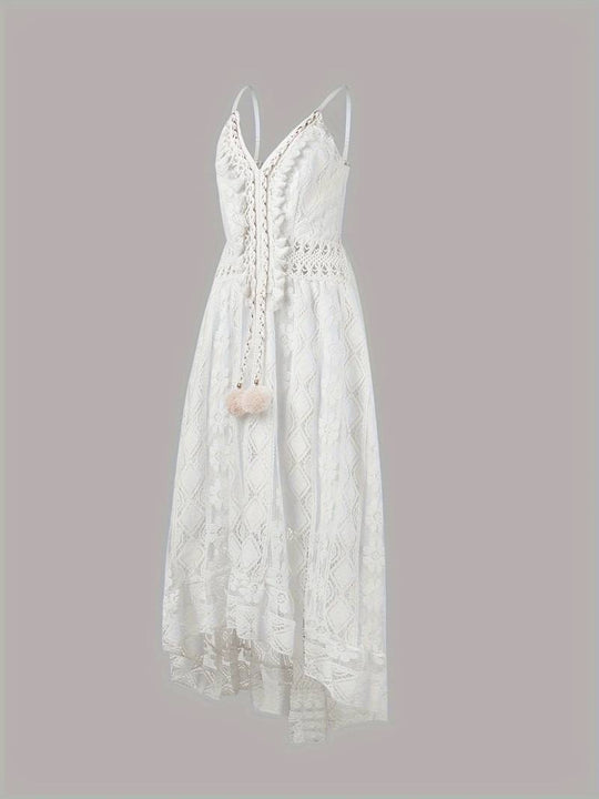 EB – boho-maxi-sommerkleid mit spaghettiträgern und v-ausschnitt