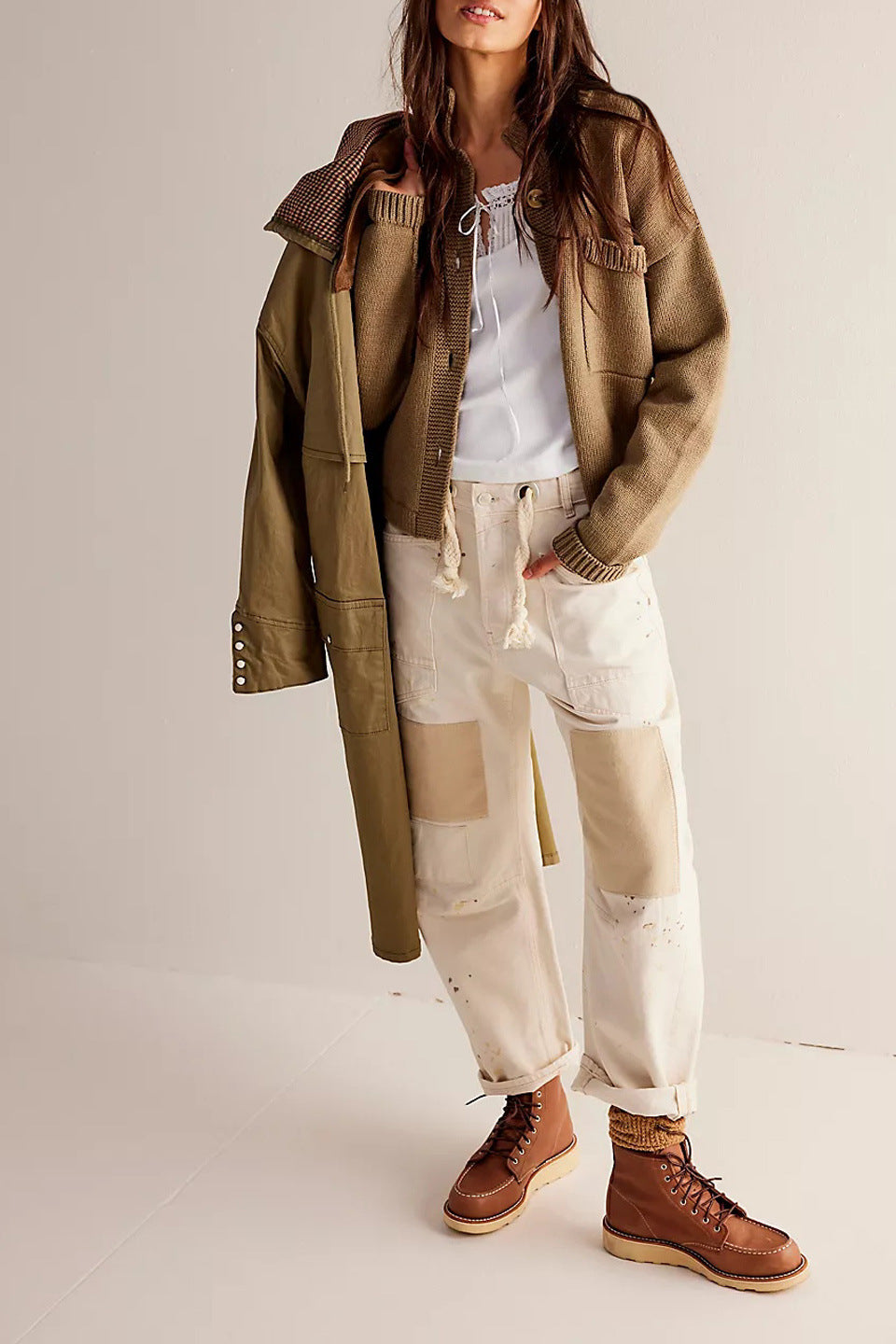 EB | Jacke Stehkragen Einfarbiger Cardigan Pullover