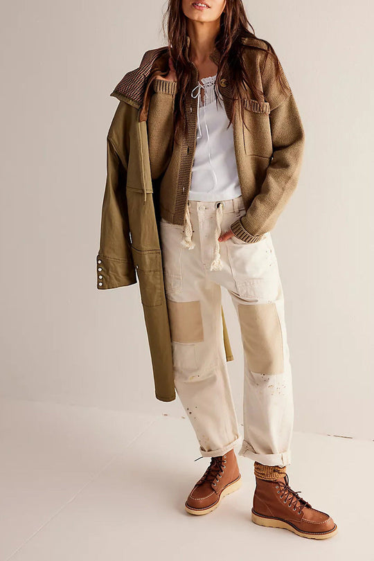 EB | Jacke Stehkragen Einfarbiger Cardigan Pullover